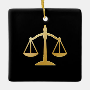 Adorno De Cerámica Diseño de Golden Scales of Justice Law