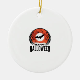 Adorno De Cerámica diseño de grabado de murciélago lunar de Halloween