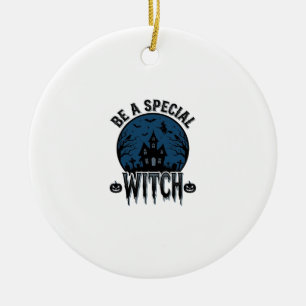 Adorno De Cerámica Diseño de grabado vintage de bruja especial de Hal