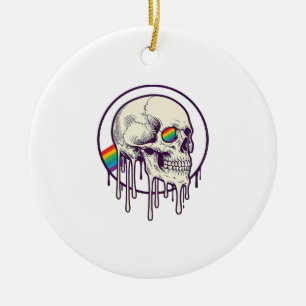 Adorno De Cerámica Diseño de grabado vintage de calavera goteando arc