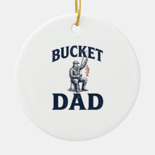 Adorno De Cerámica Diseño de grabado vintage de pesca de Bucket Dad_1