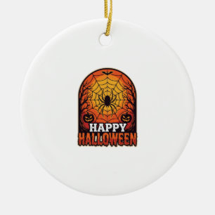 Adorno De Cerámica Diseño de grabado vintage de telaraña de Halloween