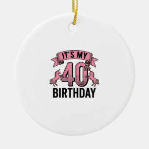 Adorno De Cerámica Diseño de grabado vintage de unicornio para cumple