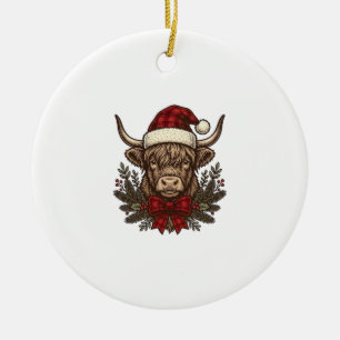 Adorno De Cerámica Diseño de grabado vintage de vaca altlandesa de Na