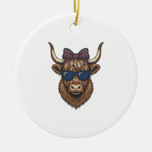 Adorno De Cerámica Diseño de grabado vintage de vaca de las Highlands