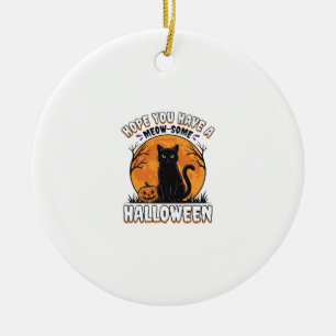 Adorno De Cerámica Diseño de grabado vintage Meow-Some de gato de Hal