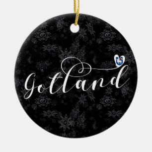 Adorno De Cerámica Diseño de guiones cardíacos con bandera de Gotland