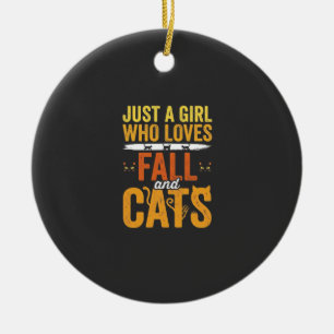 Adorno De Cerámica Diseño de Halloween Chica Amante Gatos Otoño