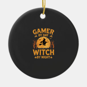 Adorno De Cerámica Diseño de Halloween de Bruja Gamer para Juegos