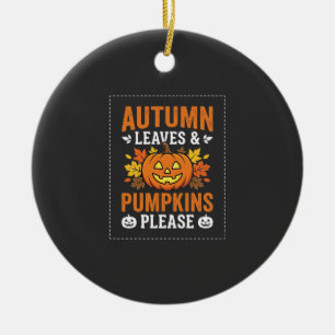 Adorno De Cerámica Diseño de Halloween de calabaza de hojas de otoño
