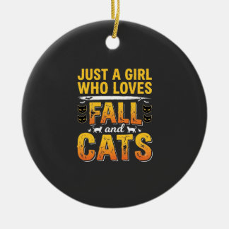 Adorno De Cerámica Diseño de Halloween de chicas gatos de otoño_1