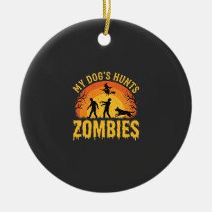 Adorno De Cerámica Diseño de Halloween de perro caza zombies
