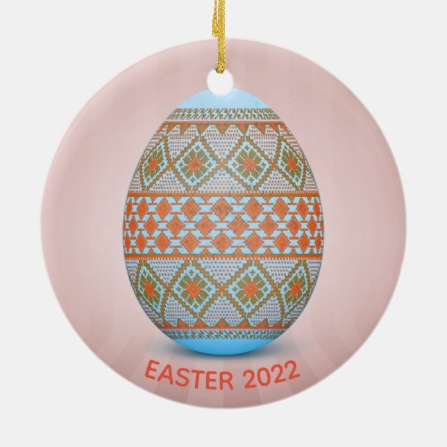 Adorno De Cerámica Diseño de Huevo de Pascua Ucraniano (Pysanka) (Atrás)