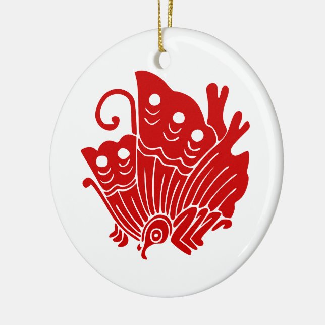 Adorno De Cerámica Diseño de Kamon japonés con mariposa asiática (Izquierda)