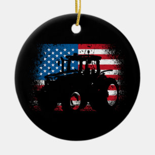 Adorno De Cerámica Diseño de la bandera estadounidense de Tractor par