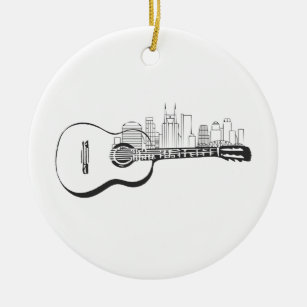 Adorno De Cerámica Diseño de la guitarra de Nashville Tennessee