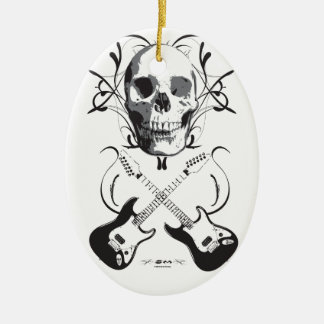 Adorno De Cerámica Diseño de la guitarra y del cráneo