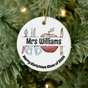 Adorno De Cerámica Diseño de lápiz y tijeras de Apple - regalo para p