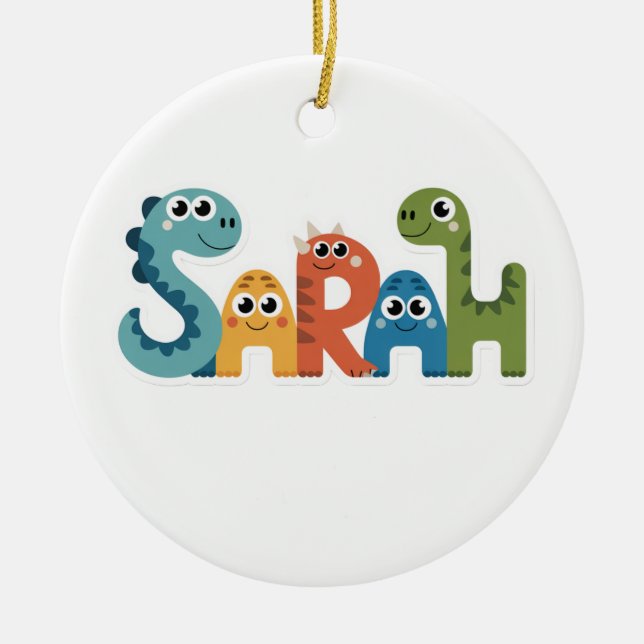 Adorno De Cerámica Diseño de Letras Dino Cute Nombre de Dinosaurio Sa (Frente)