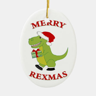 Adorno De Cerámica Diseño de los dinosaurios de Merry Rexmas T-Res