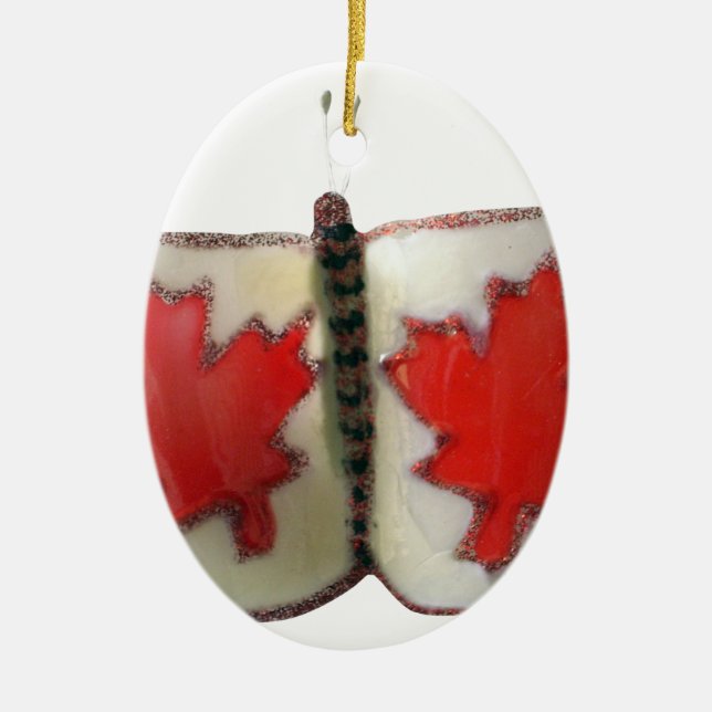 Adorno De Cerámica Diseño de mariposa de bandera canadiense (Frente)
