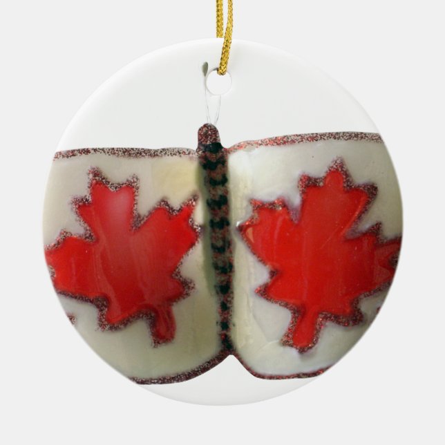 Adorno De Cerámica Diseño de mariposa de bandera canadiense (Frente)