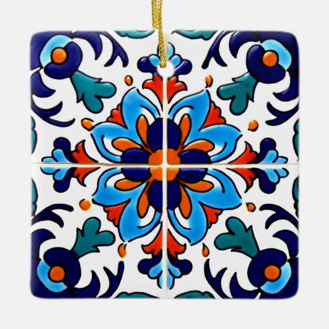 Adorno De Cerámica Diseño de mosaico Talavera Terracotta Mexicana No. (Anverso)