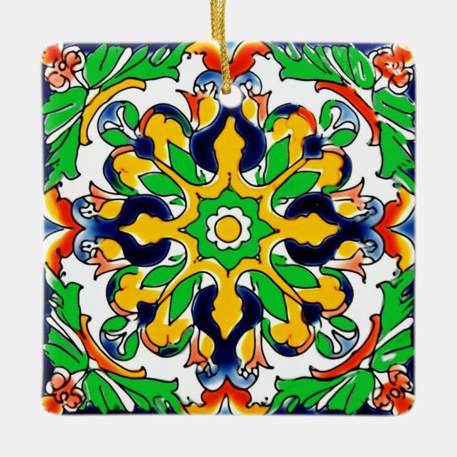 Adorno De Cerámica Diseño de mosaico Talavera Terracotta Mexicana No. (Anverso)