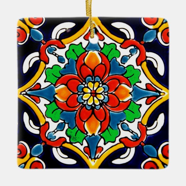 Adorno De Cerámica Diseño de mosaico Talavera Terracotta Mexicana No. (Anverso)