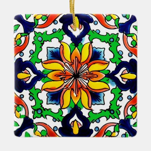 Adorno De Cerámica Diseño de mosaico Talavera Terracotta Mexicana No. (Anverso)