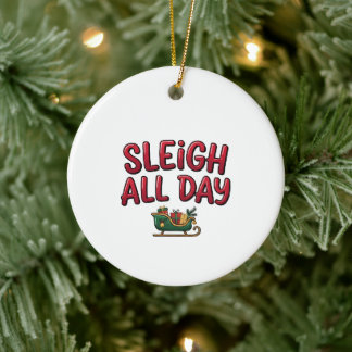 Adorno De Cerámica Diseño de Navidad Sleigh All Day