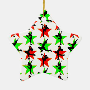 ADORNO DE CERÁMICA DISEÑO DE NAVIDADES FESTIVOS FIGURA SKATER