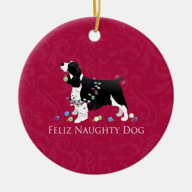 Adorno De Cerámica Diseño de Navidades Springer Spaniel (Frente)