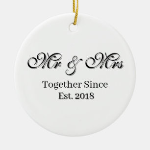Adorno De Cerámica Diseño de Pareja Personalizado Año de Establecimie