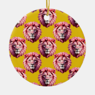 Adorno De Cerámica Diseño de patrón de animal de cabeza de león rosa 