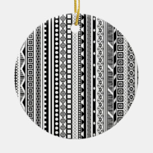 Adorno De Cerámica Diseño de patrones aztecos blanco y negro