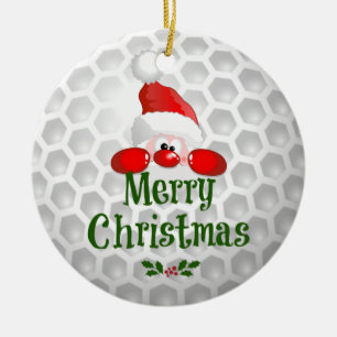 Adorno De Cerámica Diseño de pelota de golf de Santa Claus