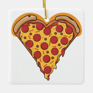 Adorno De Cerámica Diseño de Pepperoni Pizza en Forma de Corazón