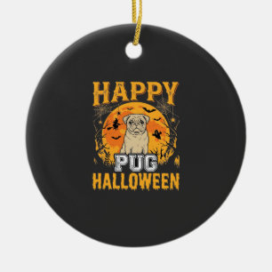 Adorno De Cerámica Diseño de perro espeluznante de Halloween de Pug f