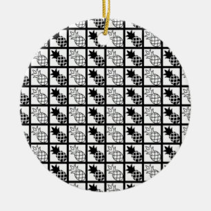 Adorno De Cerámica diseño de piña en blanco y negro