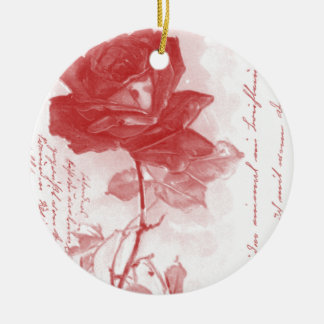 Adorno De Cerámica Diseño de postales de la rosa roja