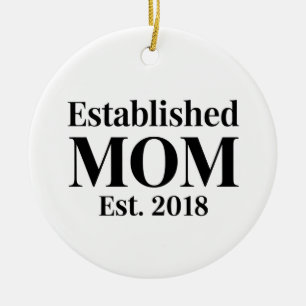 Adorno De Cerámica Diseño de regalo minimalista Mamá Establecida Est.
