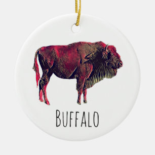 Adorno De Cerámica Diseño de Retrato de Búfalo para Animales de Bison