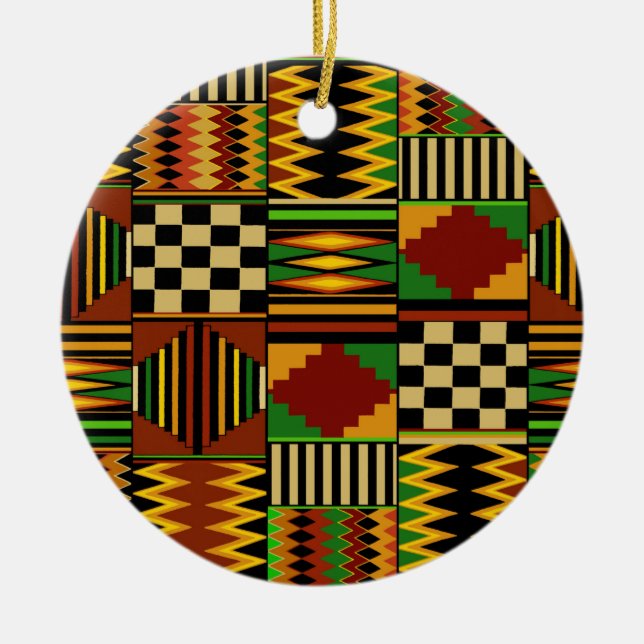 Adorno De Cerámica Diseño de ropa de kente real africana (Frente)