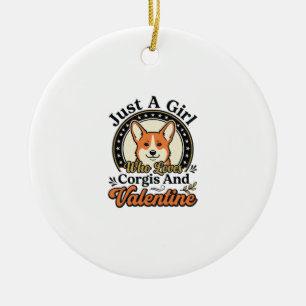 Adorno De Cerámica Diseño de San Valentín de Corgi para amantes de lo