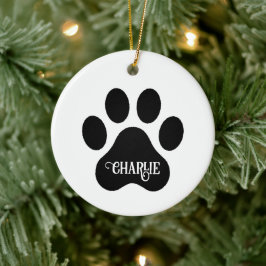 Adorno De Cerámica Diseño de silueta de nombre de pata de perro