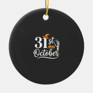 Adorno De Cerámica Diseño de sombrero de bruja de calabaza del 31 de