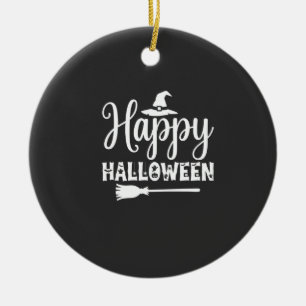 Adorno De Cerámica Diseño de sombrero de bruja de escoba de Halloween