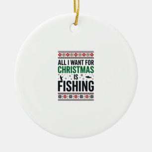 Adorno De Cerámica Diseño de suéter feo de pesca de Navidad