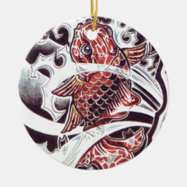 Adorno De Cerámica Diseño de tatuaje de koi rojo